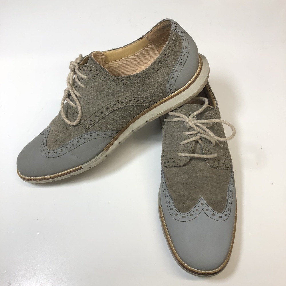 Cole Haan Grand OS Wingtip Oxfords Suede Grey Dress Casual‎ Shoes Men's 8.5 M